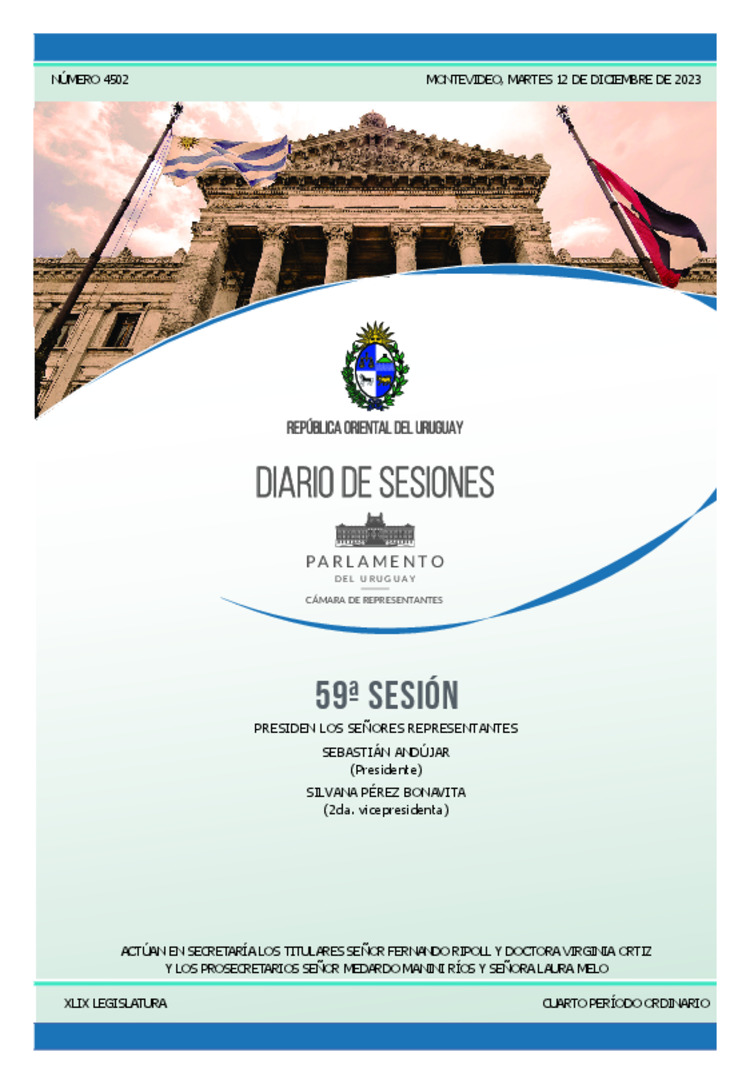 DIARIO DE SESIONES DE LA CAMARA DE REPRESENTANTES del 12/12/2023